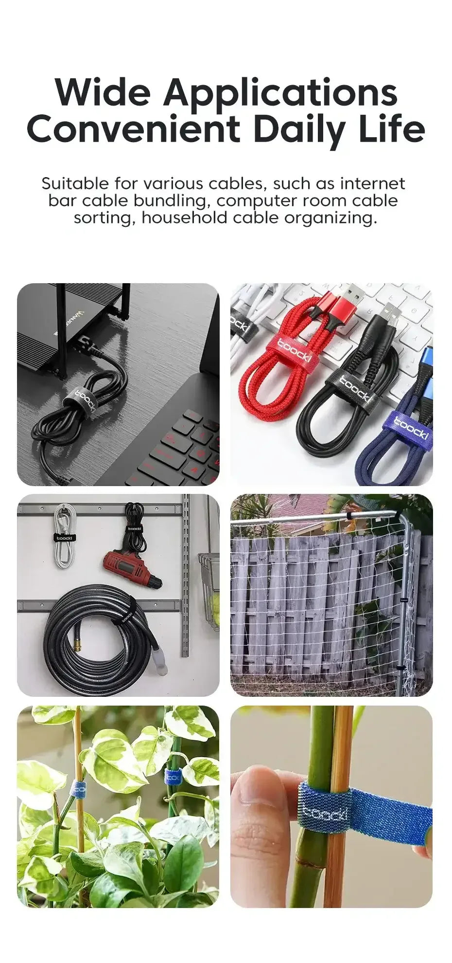 Multi-color cable organizer wire ties set for daily cable bundling