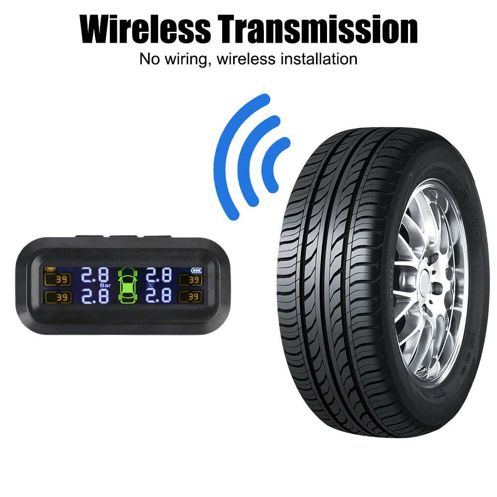 Tire Pressure Monitoring System Temperature Warning New C External Battery Version Sensors Solar TPMS Car Tyre Pressure Monitor