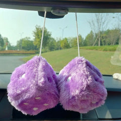 1Kit Fuzzy Plush Dice with Dots Retro Square Plush Hanging Mirror Fuzzy Dices Kid Toys For Pink Car Interior Ornament Decoration