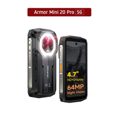 هاتف Ulefone Armor Mini 20 Pro 5G 4.7 بوصة هاتف متين 64 ميجابكسل كاميرا ليلية أندرويد 14 هاتف ذكي 6200 مللي أمبير 16 جيجابايت + 256 جيجابايت هاتف محمول LED
