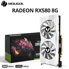 بطاقة رسومات MOUGOL الأصلية Radeon RX580 8G بذاكرة GDDR5 وبطاقة ألعاب فيديو PCIE3.0x16 DVI DP لأجهزة الكمبيوتر المكتبية وبطاقة AMD