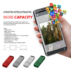 محرك أقراص فلاش USB من لينوفو بسعة 64 تيرابايت، USB3.2، نقل فائق السرعة، محرك أقراص محمول بسعة 16 تيرابايت، محرك أقراص فلاش USB مقاوم للماء