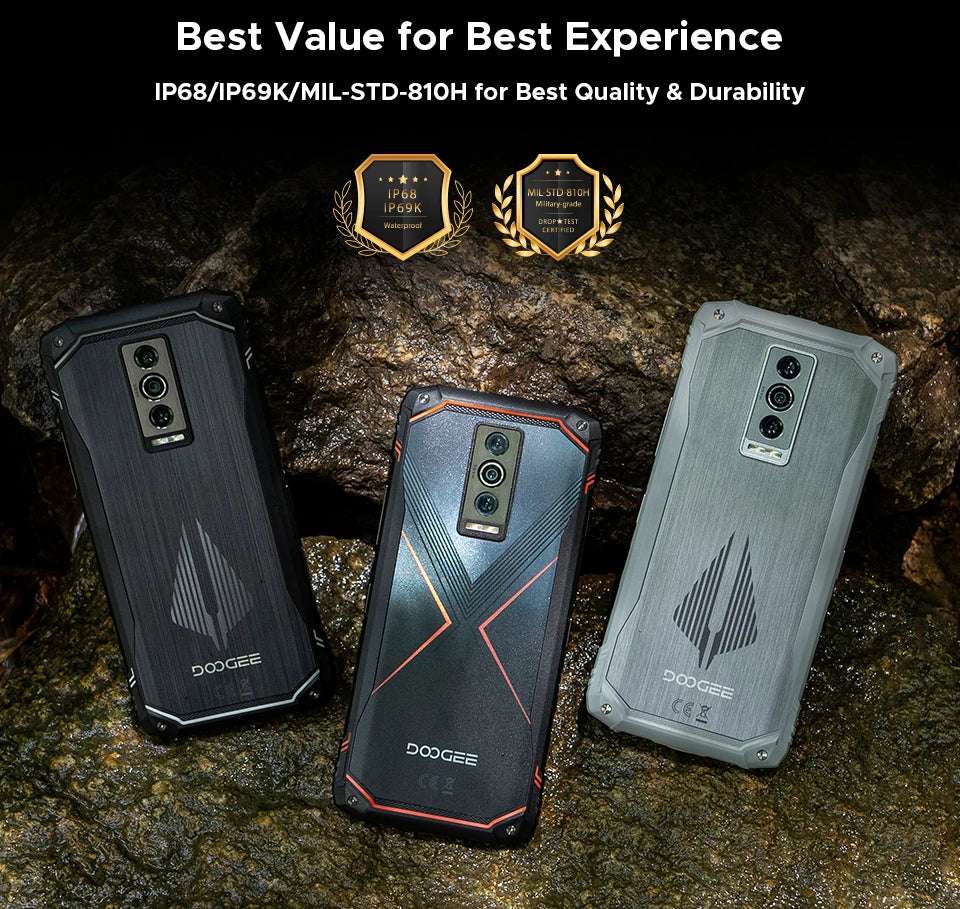 DOOGEE Blade10 Pro Energy Rugged Phone 6.56'' Screen 10.7mm Ultra-thin 6GB RAM 256GB ROM 6150mAh Battery Android 15  Smartphone