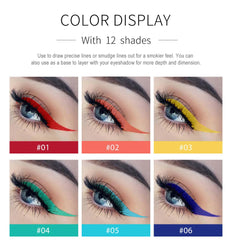12 color rainbow DIY colored eyeliner is not easy to smudge matte eyeliner pen