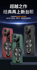 Case for Xiaomi Poco X7 pro magnetic ring holder luxury silicone sheepskin leather plexiglass Pu premium shockproof back cover