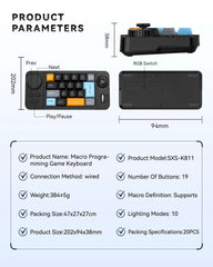 Hot Swap Wired Mechanical Keyboard with Volume Scroll Jostic 19Keys Programmer Keypad for Computer Laptop