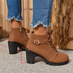 2024Women High Heel Ankle Boots Autumn Winter Booties Woman Fashion New Lady Shoes Brown Black Short Boot Female Botas De Mujer