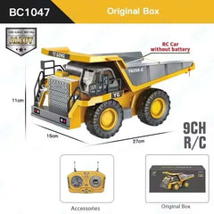 Four-Wheel Drive Remote Control Excavator 4x4 Alloy Dump Truck Excavator Loader Model Construction Vehicle Toy Children's Gift