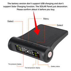 Tire Pressure Monitoring System Temperature Warning New C External Battery Version Sensors Solar TPMS Car Tyre Pressure Monitor