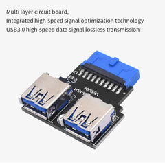 TISHRIC 19Pin To Type-C USB3.0 Converter Internal Header to USB 3.1/3.2 Type C Adapter  for PC Motherboard Connector Riser