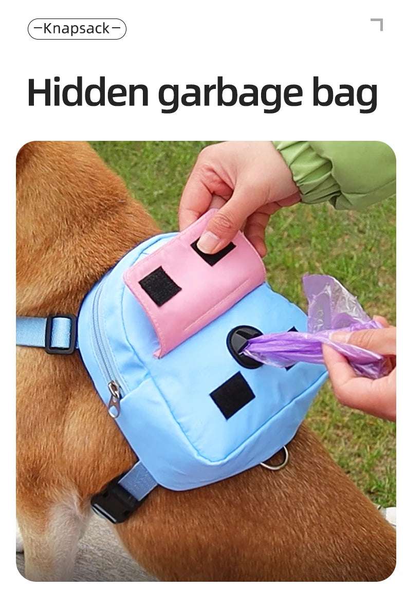 Waterproof Pet Backpack For Dogs Puppy Bag With Harness Collar Outdoor Travel Dog Snacks Backpack French Bulldog Dog Accessories