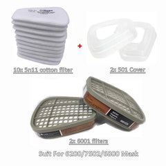 6001 6002 6004 Cartridge Box Cotton Filters Set 5N11 For 3m 6200 7502 6800 Masks Dust Gas Chemical Painting Spraying Respirator