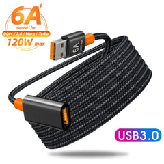 كابل تمديد USB 3.0 6A ذكر إلى أنثى كابل تمديد عالي السرعة لنقل البيانات وكابل شحن لأجهزة الكمبيوتر المحمولة والكاميرا والتلفزيون والألعاب