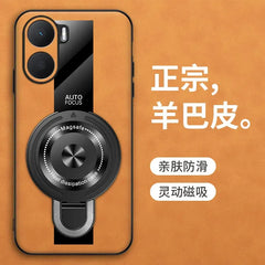 Case for Xiaomi Poco X7 pro magnetic ring holder luxury silicone sheepskin leather plexiglass Pu premium shockproof back cover