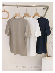 Anti-Aging Cartoon Print ort Sve Women's T-irt Loose Fit Summer Casual round Ne oulder Appropriate Outerwear