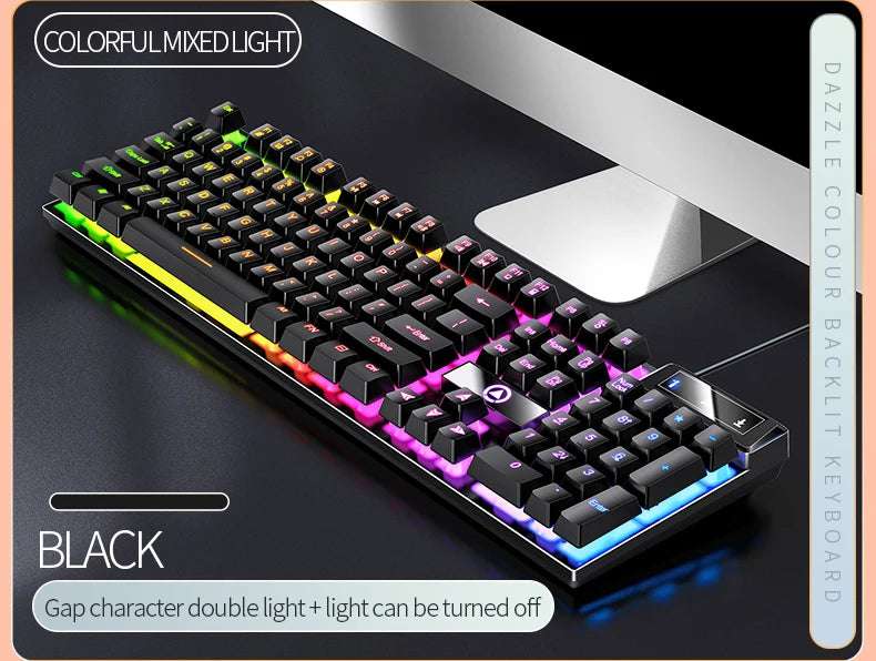 K500 Keyboard Mixed Color White Pink Keycaps 104 Keys Wired Gaming Keyboard for Laptop PC
