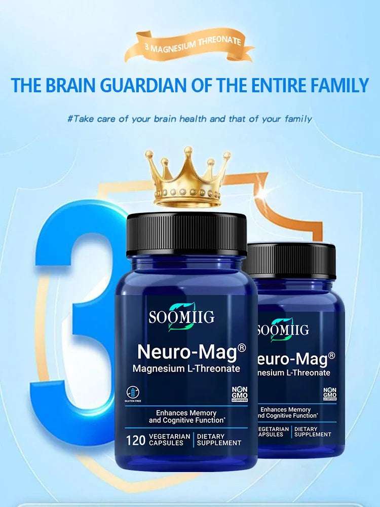 Magnesium Threonate 2000 Mg Capsules, High Absorption Rate, Support Brain Memory and Cognitive Supplement, Relieve Stress