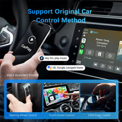 محول 2 في 1 سلكي إلى لاسلكي CarPlay Android Auto لجهاز ستيريو السيارة OEM مع قابس USB والتشغيل