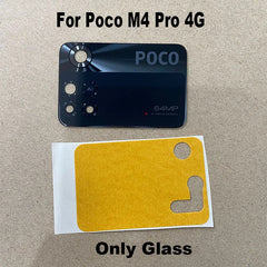 لكاميرا خلفية لهاتف Xiaomi Poco M4 Pro 4G عدسة زجاجية عدسة كاميرا زجاجية مع غطاء إطار قطع غيار الهواتف الذكية