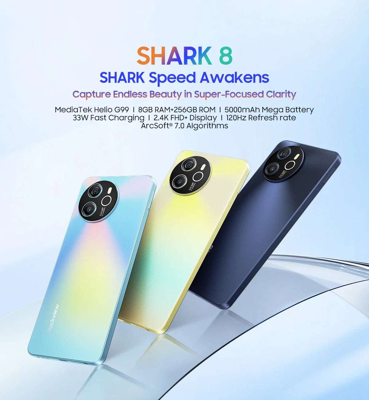 Blackview SHARK 8 Machine Android 13 8GB 128GB/256GB G99 6.78'' 120Hz 2.4K Display 64MP Camera