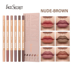 6pcs Velvet Matte Lip Liner Set - Long-Lasting Versatile Shades Longlasting Lip Makeup Berry, Brown, Pink Lip Pencil