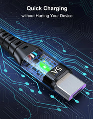 كابل USB صغير 5A من USLION كابل شحن سريع USB إلى Micro USB 2.0 سلك شحن Android لهاتف Samsung Galaxy S7 S6 Note