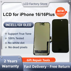 AAA+++ Screen Replacement For iPhone 16 Touch Digitizer Assembly LCD Display True Tone Incell pantalla for iPhone 16 Plus