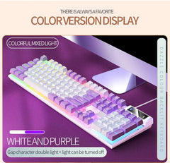 K500 Keyboard Mixed Color White Pink Keycaps 104 Keys Wired Gaming Keyboard for Laptop PC