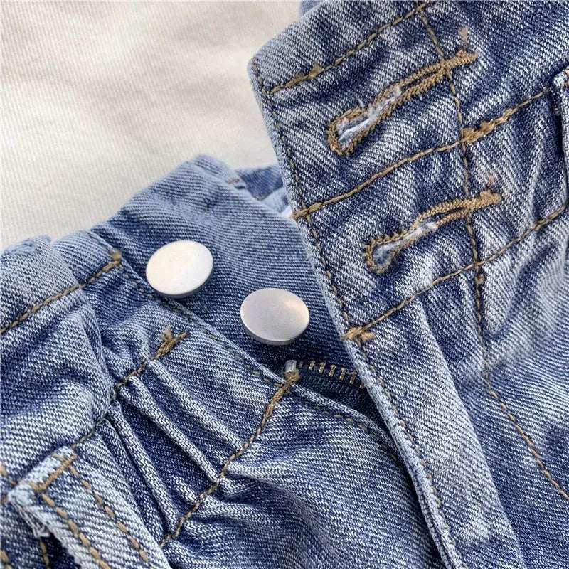 High Waist A-Line Wide Leg Jeans orts Women's Cuffed Loose Slimming High Waist Flower Bud Pants Summer Casual orts