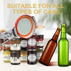 Non-slip Stainless Steel Can & Bottle Opener, Adjustable Handheld Can Opener for Easy Use