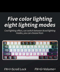 MUCAI MK61 RGB Backlit Gaming Mechanical Keyboard 61-Key Red Switch Wired Detachable Cable USB Interface Hot Swappable