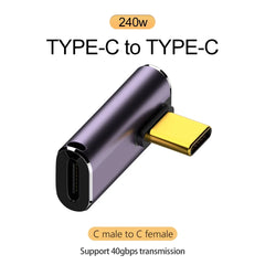 موصل شاحن USB 4.0 PD 240 واط 8K 60 هرتز لجهاز Macbook 40 جيجابت في الثانية عالي السرعة USB C OTG محول بزاوية مستقيمة على شكل حرف U ذكر إلى أنثى