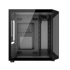 علبة كمبيوتر سطح المكتب Power Train Star Realm M-ATX بدون أعمدة، زجاج ثلاثي الجوانب، إطلالة بانورامية على البحر، غرفة 240، تبريد مائي