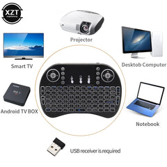 2.4G Mini Wireless Keyboard 3 Color Backlit I8 English Russian Air Mouse Touchpad Remote Control For Laptop TV BOX USB Receiver
