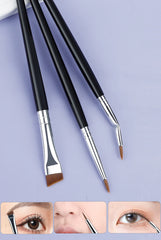 3pcs Eye Makeup Brush Ultra Fine Eyeliner Brush Set, Including Straight, Angled, Bent Tip, Suitable For Makeup