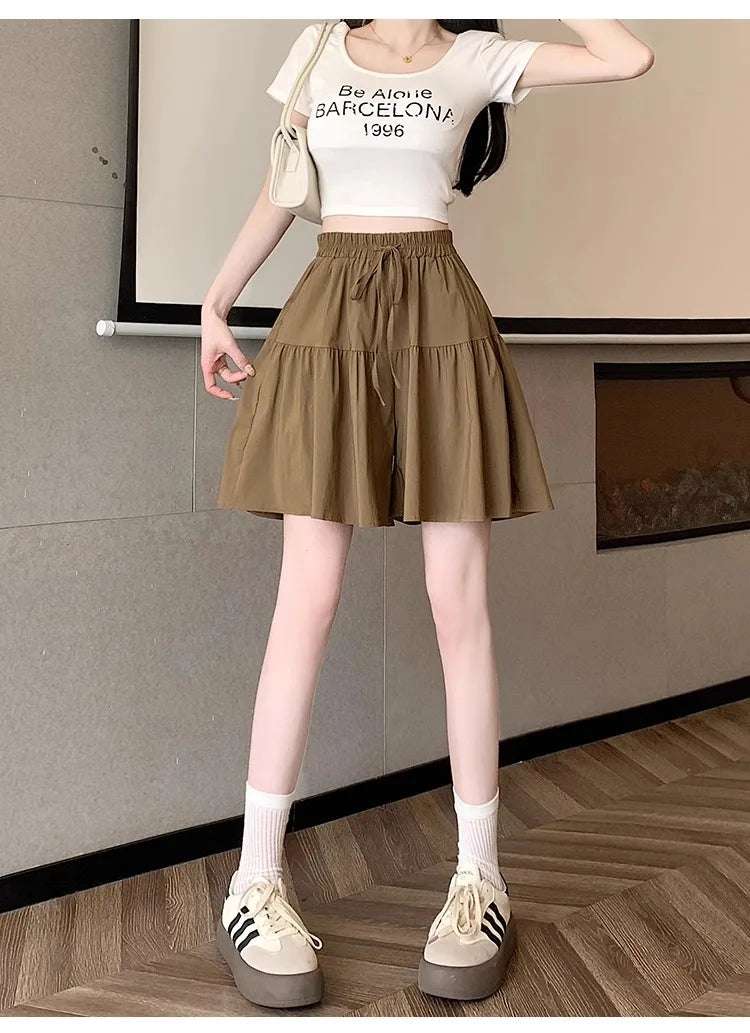 Ice Silk Thin Breathable Large Size Slimming Wide Leg Five-Quarter Pants Women Summer High Waist Qui Dry orts Casual Pant...