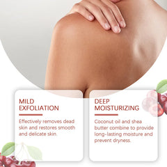 Cherry Sugar Body Scrub - Gentle Exfoliator For Smooth Skin - Hydrating & Nourishing - Sweet Scented Body Polish