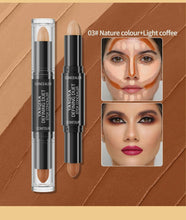 Two concealer sticks with light and beige applicator tips in clear tubes