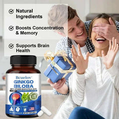 Ginkgo Biloba Capsules Memory Support Supplement, Brain Function & Mental Alertness, Focus, Concentration, with Vitamin B6 B12