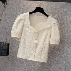 Spring Summer ort Sve Sweet Sle Pure Color Women's irt Slim Fit Chiffon Cardigan irt Fre Sle Small ence