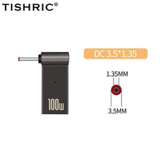 TISHRIC Laptop Power Charger Supply Connector Adapter PD 100W 5A  USB Type-C Female to DC Male For HP/Lenovo/DELL
