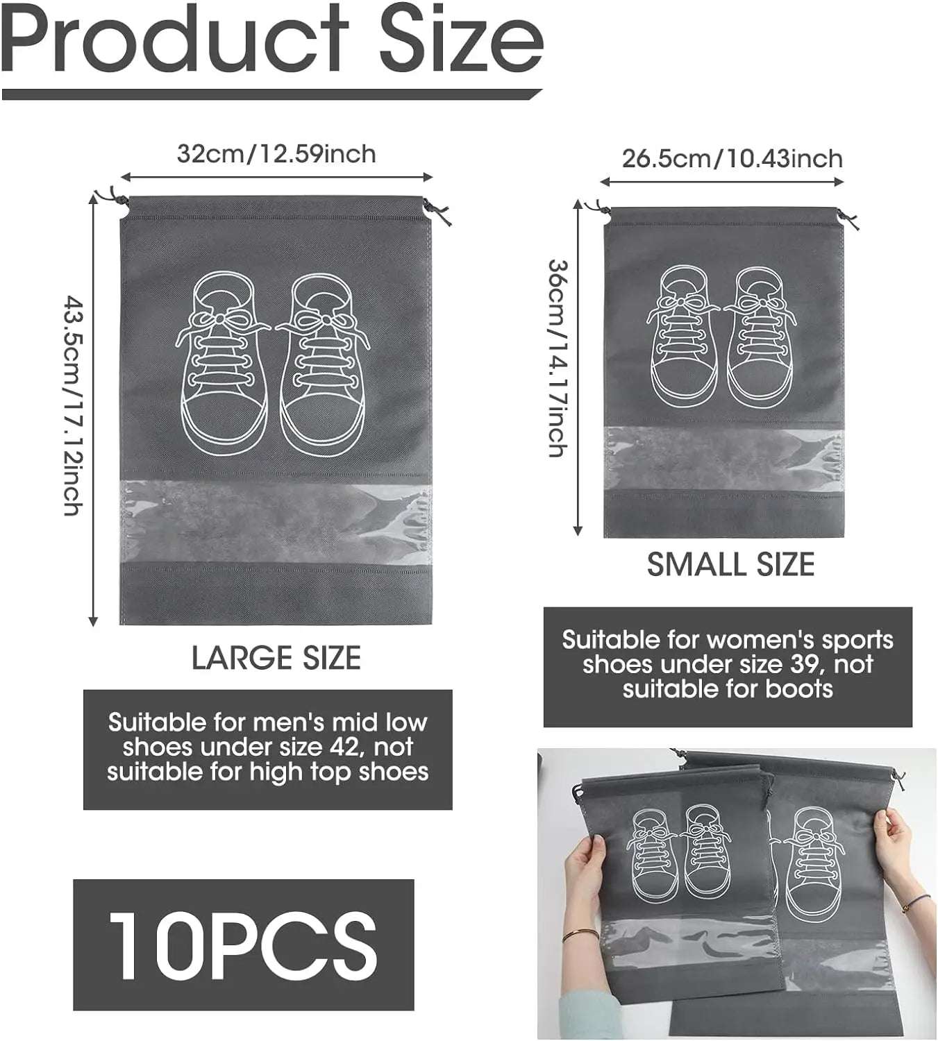 5/10PCS Shoes Storage Organizer Bags Non-Woven Shoe Dust Bags Portable Travel Shoe Bag Shoes Storage Packing Pouch Organizers