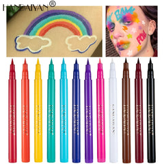 12 color rainbow DIY colored eyeliner is not easy to smudge matte eyeliner pen