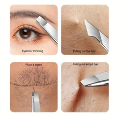 مجموعة ملاقط دقيقة من الفولاذ المقاوم للصدأ لإزالة شعر الحواجب والوجه والشعر الداخلي مناسبة للرجال والنساء