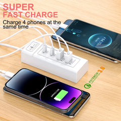 موزع محطة شاحن الطاقة بمقبس USB 5 فولت و4 أمبير USB TYPE C 3.0 شاحن سريع قابس شحن الهاتف مقبس USB كهربائي للولايات المتحدة والاتحاد الأوروبي