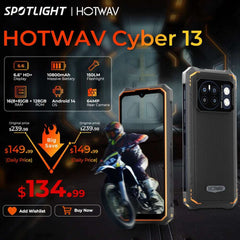 [World Premiere] HOTWAV Cyber 13 Rugged Phone 150LM Flashlight 8GB 128GB Smartphone 6.6'' HD+ 10800mAh 64MP Android 14 Cellphone