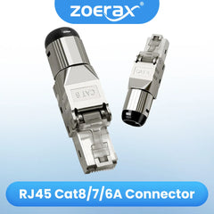 كابل شبكة محلية (LAN) 2000 ميجاهرتز 40 جيجا بايت من ZoeRax، موصل RJ45 Cat8 Cat7 Cat6A، محمي بدون أدوات، مقاس 22AWG-24AWG