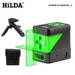 HILDA 2 Lines Laser Level Self Levelling Green Beams Laser Horizontal Vertical Cross Line Mini Laser Level