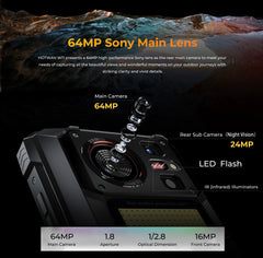 [World Premeire] HOTWAV W11 Rugged Phone 20800mAh 280LM Flashlight 6.6'' FHD+ Smartphone 33W 24MP Night Vision Mobile Phone