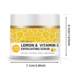 tilavie Lemon Vitamin E Scrub – Suitable for All Skin Types, Men & Women, Face, Neck & Body. Universal Physical Exfoliation